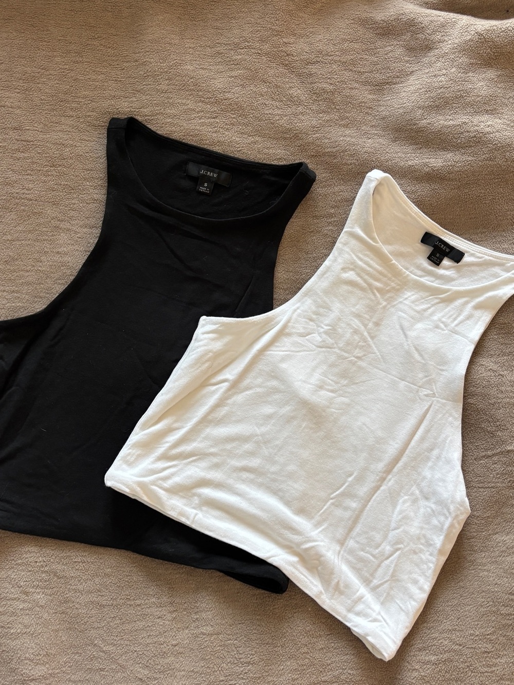 J. Crew Women’s Black and White Ribbed Scoop Neck Tank Pair
